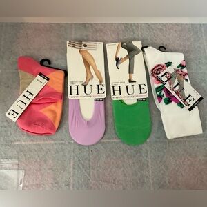 HUE Set of 2 Socks & 2 Shoe Liners One Size